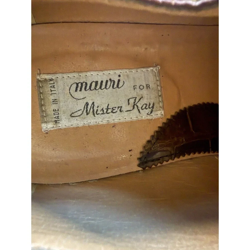 Rare Vintage Mauri for Mister Kay Brown/Tan Leather Oxford Croc Square Toe 9.5M